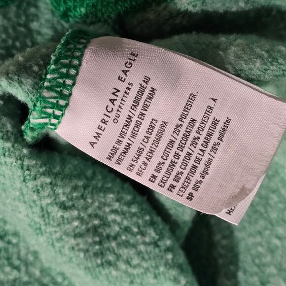 Vintage American Eagle 77 Green Scoop Kangaroo Hoodie Sweater Y2k Sweatshirt - Picture 4 of 7